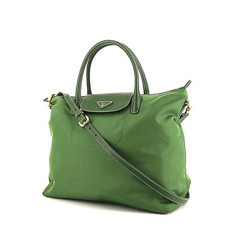 borsa prada tela e pelle verde|borse in pelle prada.